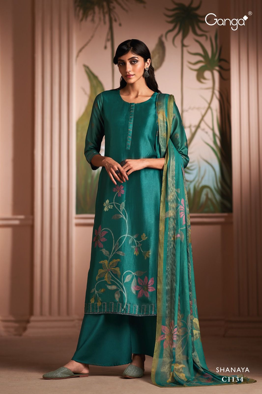 Shanaya Ganga Russian Silk Plazzo Style Suits