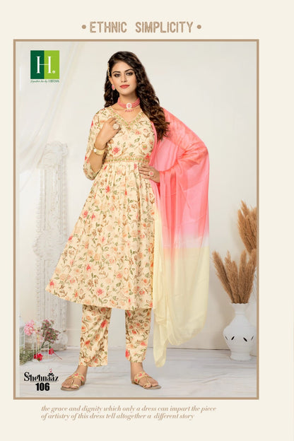 Shehnaaz H Dot Rayon Readymade Pant Style Suits