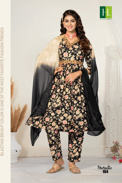 Shehnaaz H Dot Rayon Readymade Pant Style Suits