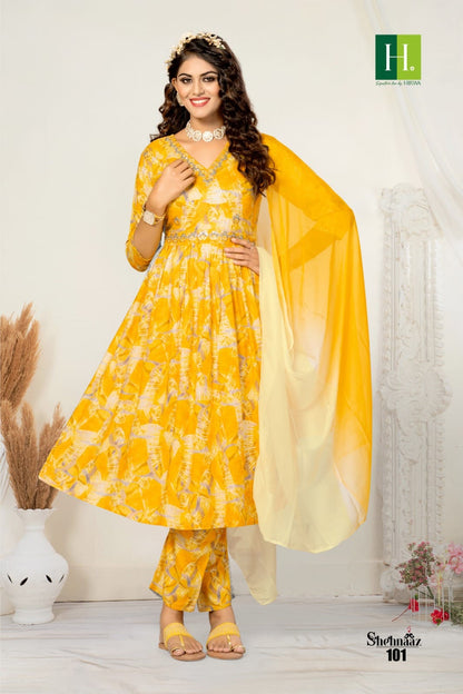 Shehnaaz H Dot Rayon Readymade Pant Style Suits