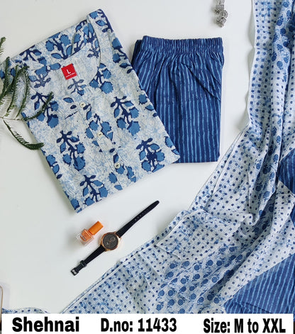 Shehnai Zoya Cotton Readymade Pant Style Suits