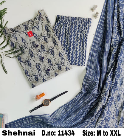 Shehnai Zoya Cotton Readymade Pant Style Suits