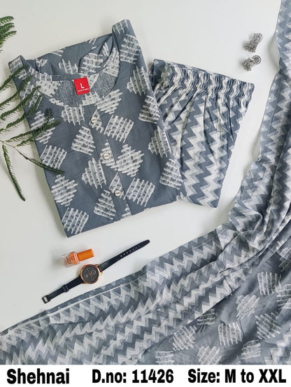 Shehnai Zoya Cotton Readymade Pant Style Suits