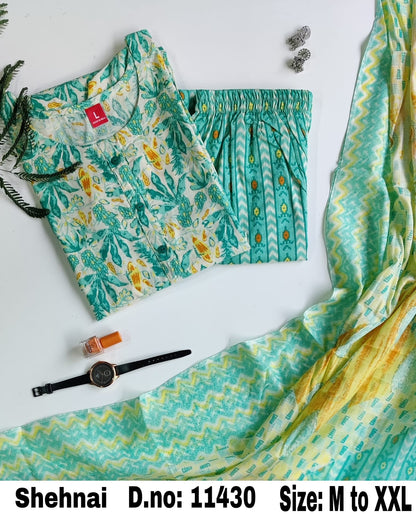 Shehnai Zoya Cotton Readymade Pant Style Suits