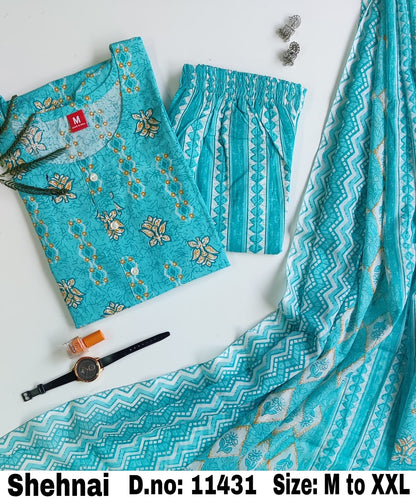 Shehnai Zoya Cotton Readymade Pant Style Suits