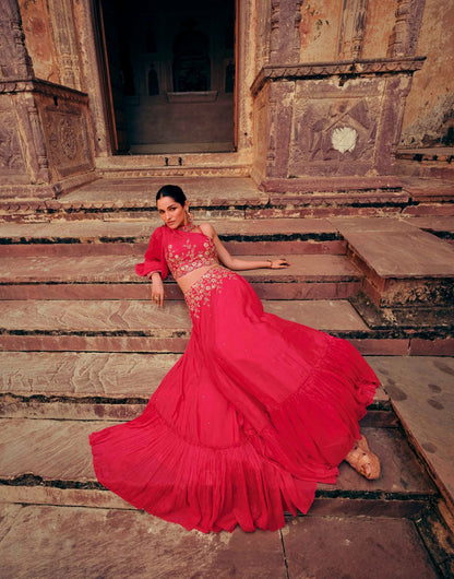 Shezadi Sayuri Chinon Silk Indo Western Pair