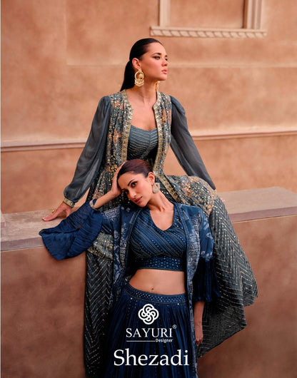 Shezadi Sayuri Chinon Silk Indo Western Pair