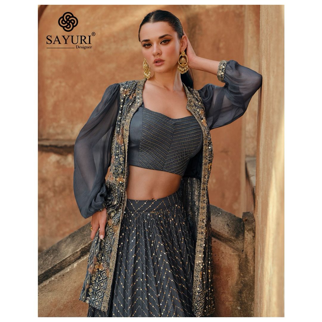 Shezadi Sayuri Chinon Silk Indo Western Pair