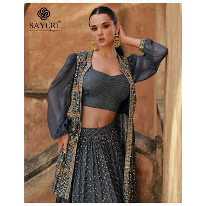 Shezadi Sayuri Chinon Silk Indo Western Pair