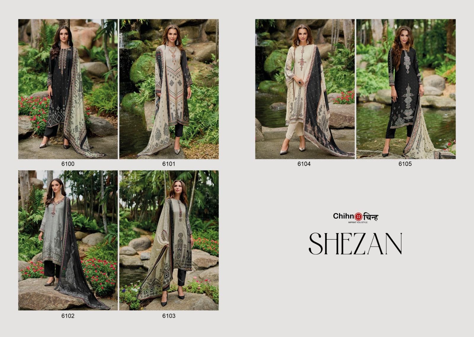 Shezan Chihn Viscose Muslin Pant Style Suits