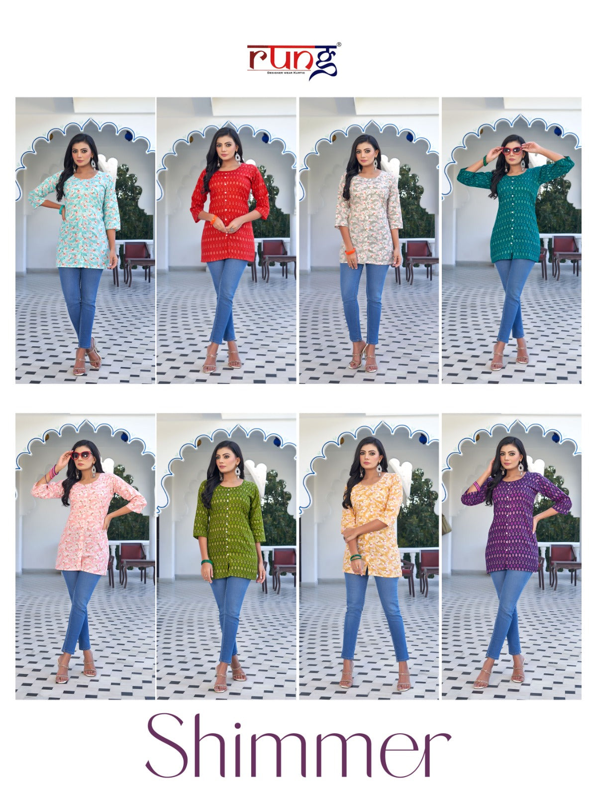 Shimmer Rung Cotton Designer Long Top