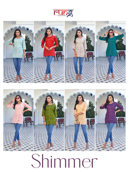 Shimmer Rung Cotton Designer Long Top