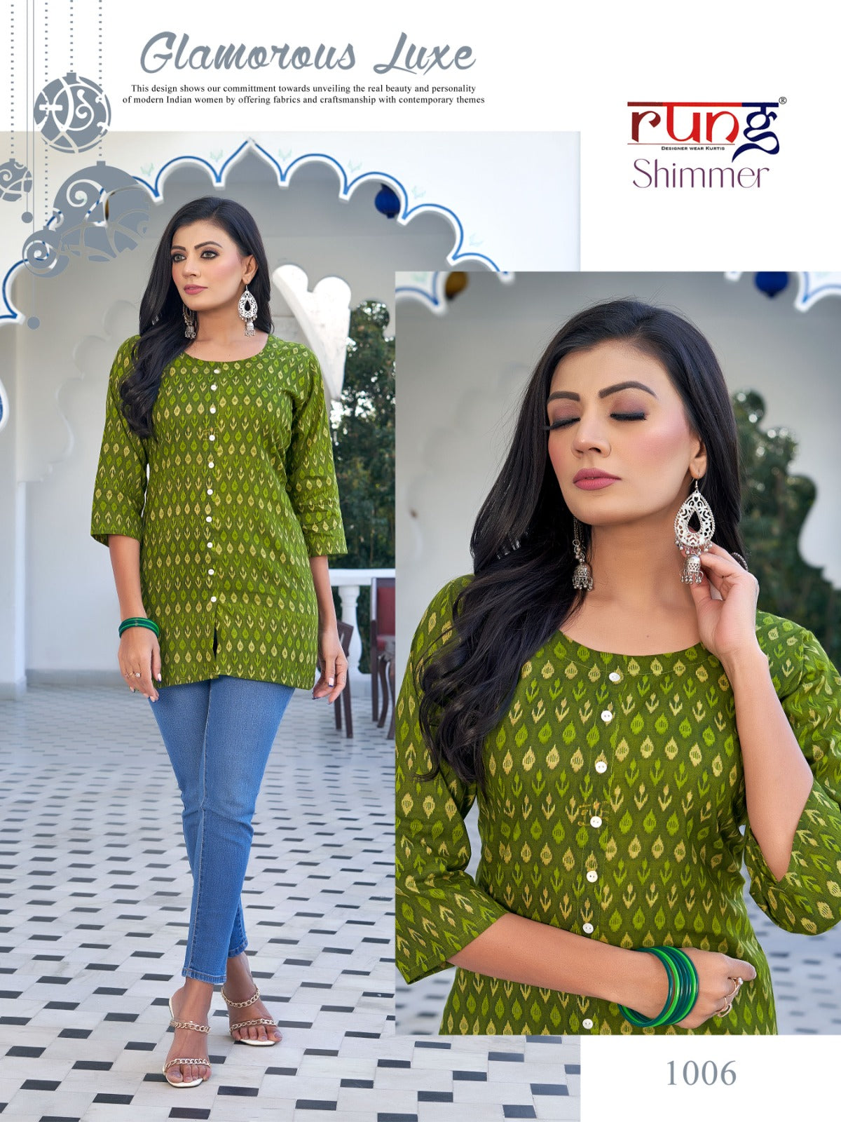 Shimmer Rung Cotton Designer Long Top