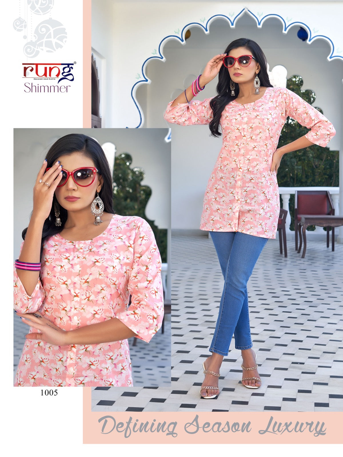Shimmer Rung Cotton Designer Long Top