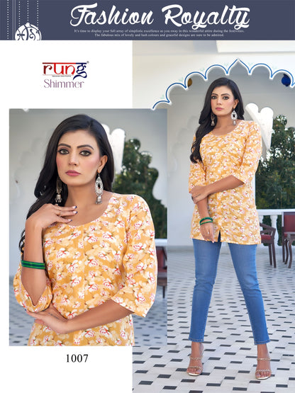 Shimmer Rung Cotton Designer Long Top