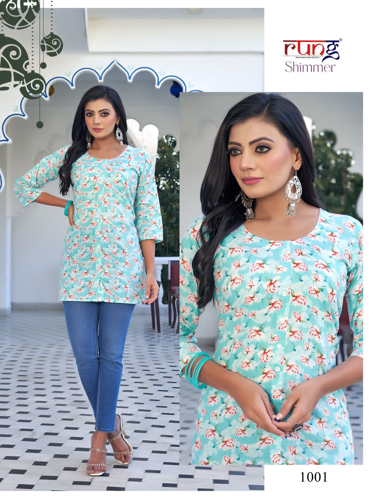 Shimmer Rung Cotton Designer Long Top
