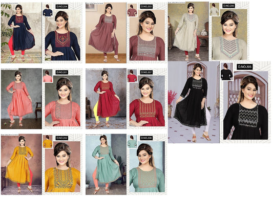 Shine Trahul Rayon Naira Cut Kurtis
