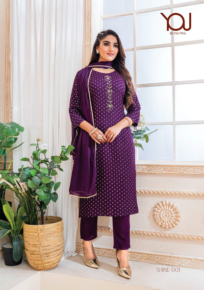 Shine Wanna Rayon Butti Readymade Pant Style Suits
