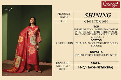 Shining Ganga Wool Pashmina Suits