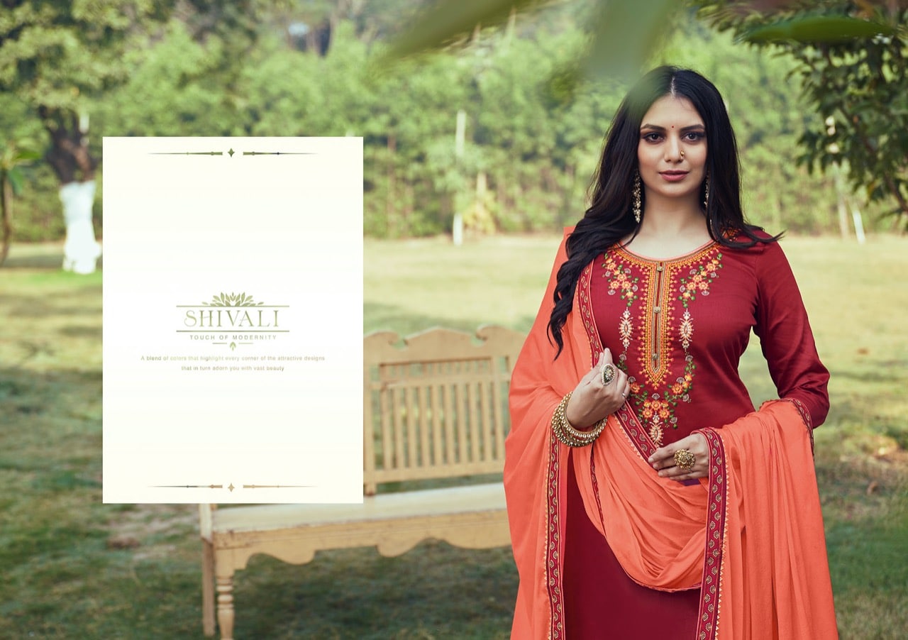 Shivali Kalarang Silk Cotton Sharara Style Suits