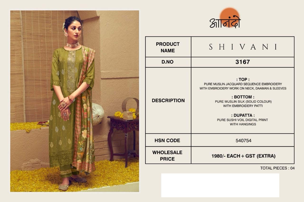 Shivani 3167 Jay Vijay Muslin Jacquard Pant Style Suits