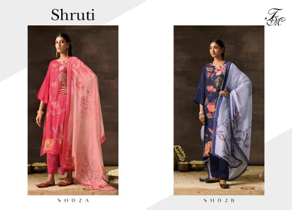 Shruti Sho2-Ab Tm Muslin Silk Pant Style Suits