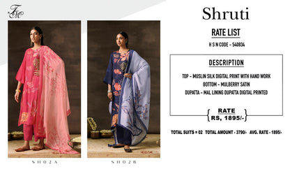 Shruti Sho2-Ab Tm Muslin Silk Pant Style Suits