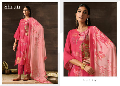 Shruti Sho2-Ab Tm Muslin Silk Pant Style Suits