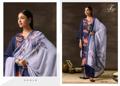 Shruti Sho2-Ab Tm Muslin Silk Pant Style Suits