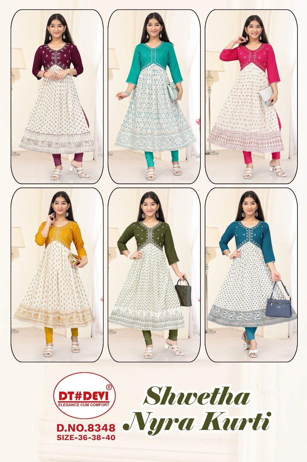 Shwetha-8348 Dt Devi Rayon Girls Anarkali Kurti