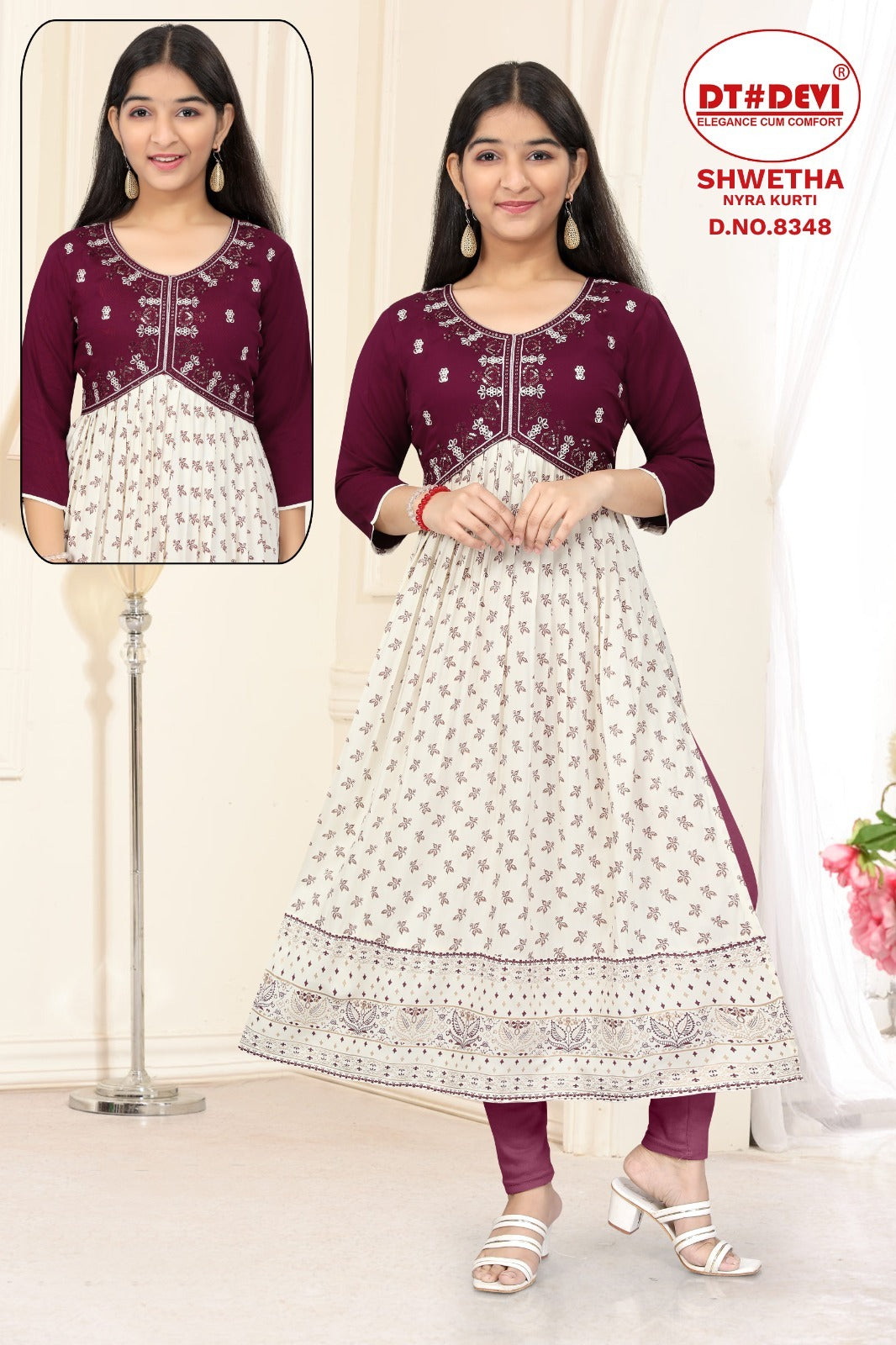Shwetha-8348 Dt Devi Rayon Girls Anarkali Kurti