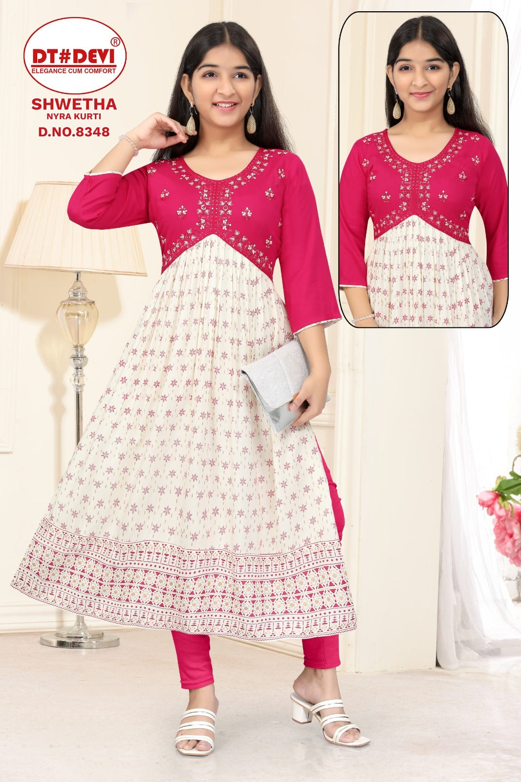 Shwetha-8348 Dt Devi Rayon Girls Anarkali Kurti
