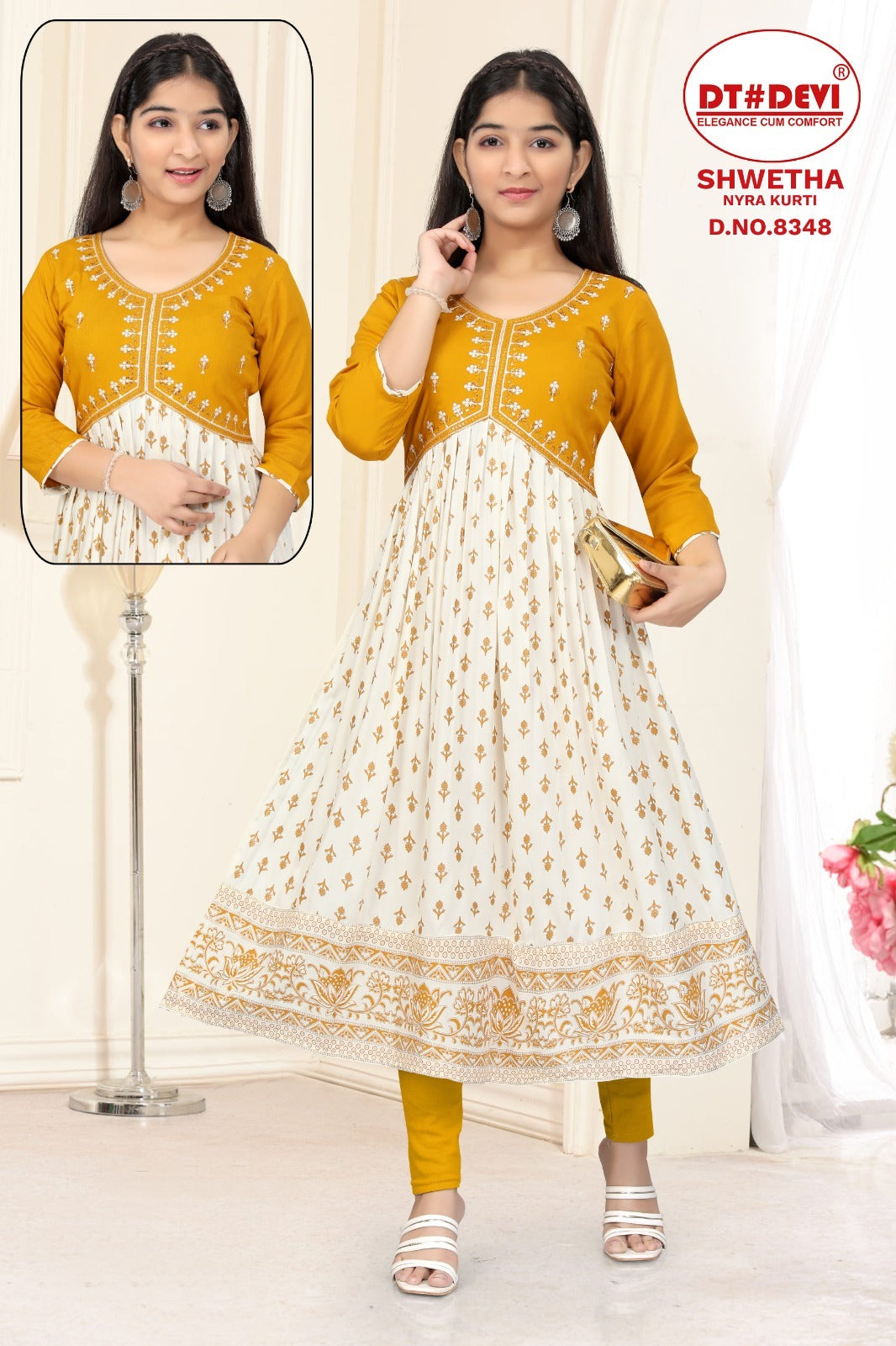 Shwetha-8348 Dt Devi Rayon Girls Anarkali Kurti