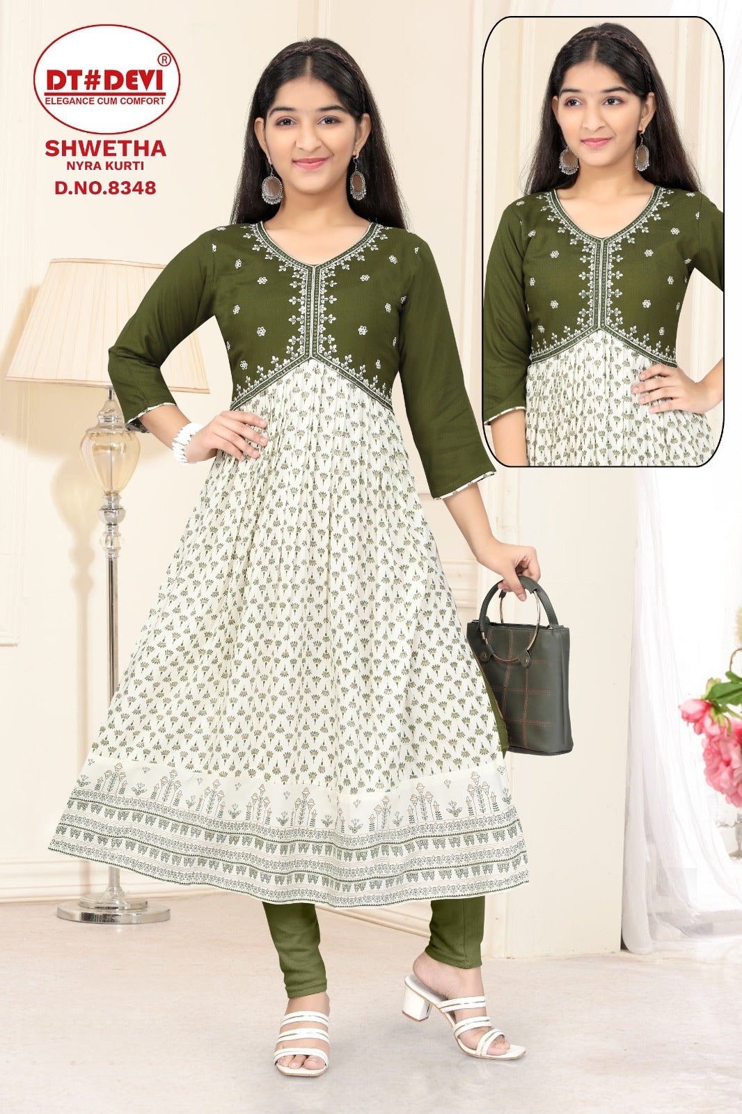 Shwetha-8348 Dt Devi Rayon Girls Anarkali Kurti