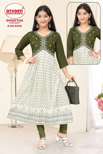 Shwetha-8348 Dt Devi Rayon Girls Anarkali Kurti