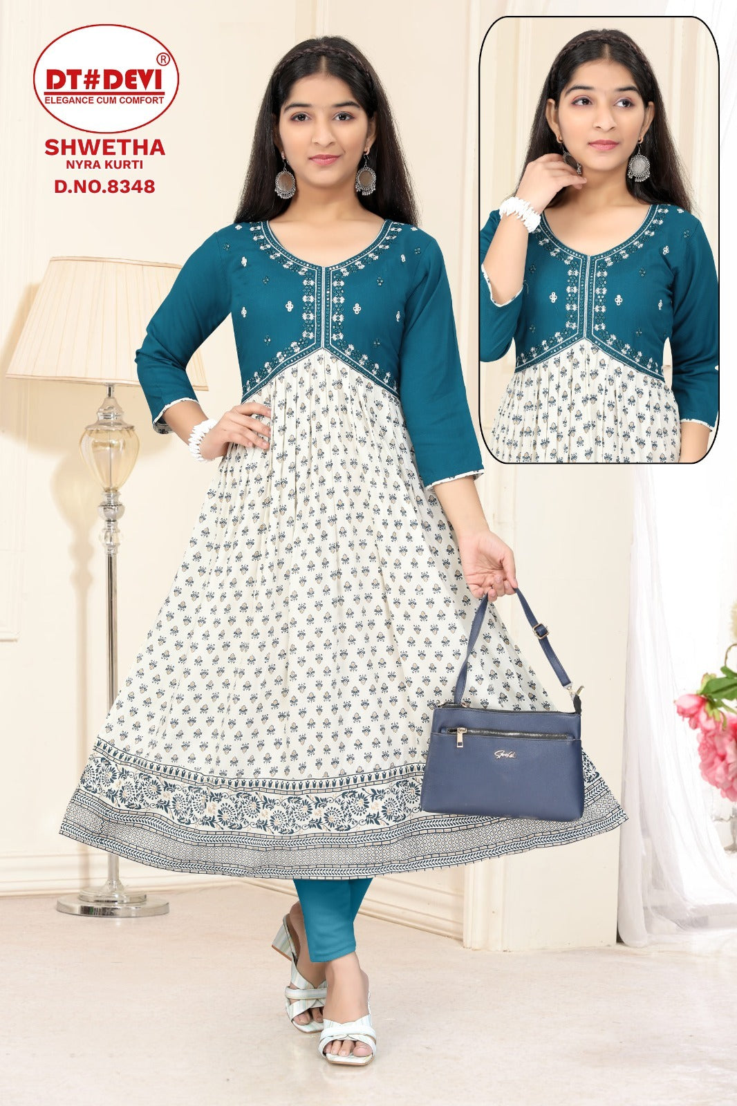 Shwetha-8348 Dt Devi Rayon Girls Anarkali Kurti