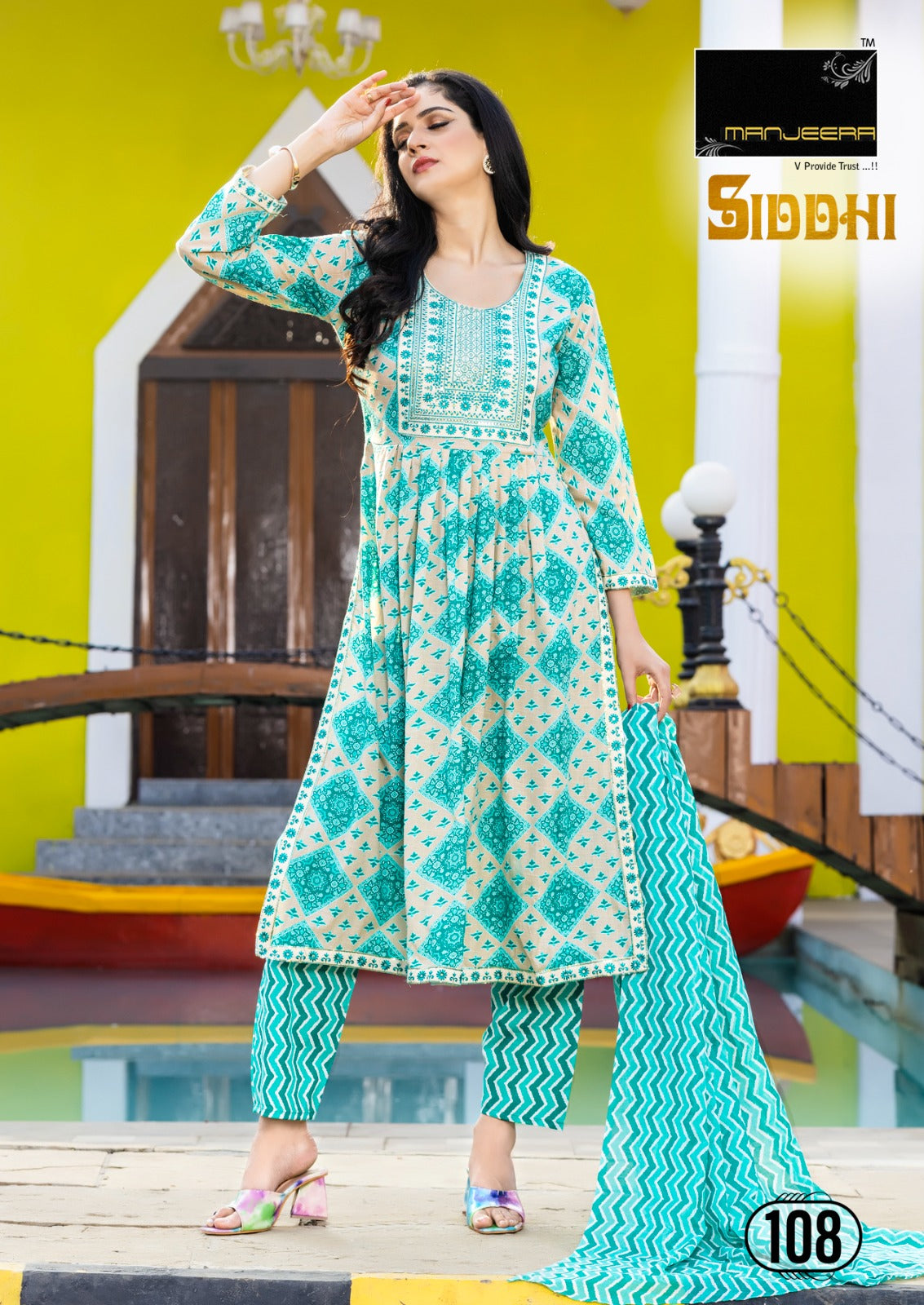 Siddhi Manjeera Two Tone Readymade Pant Style Suits