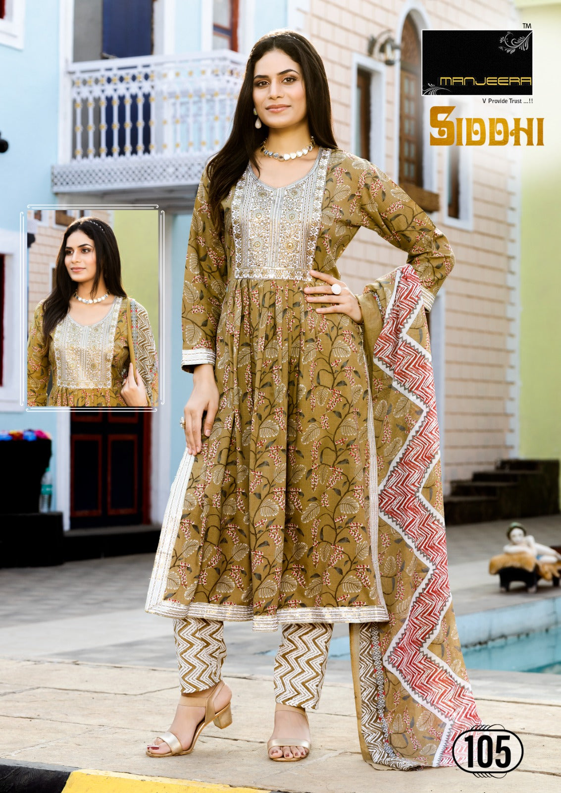 Siddhi Manjeera Two Tone Readymade Pant Style Suits