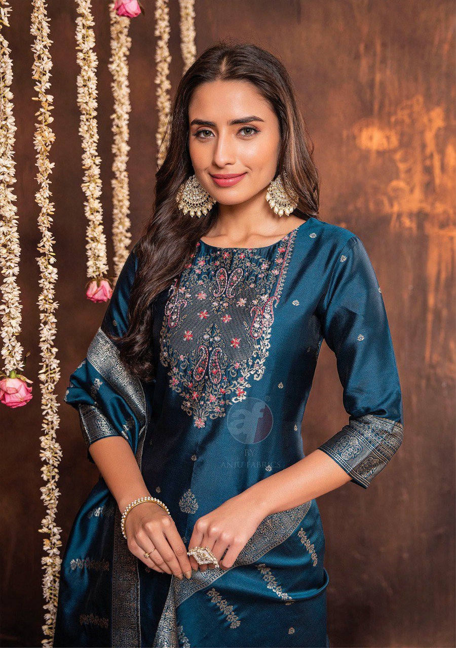 Silk Affair Vol 2 Af Banarasi Silk Readymade Pant Style Suits