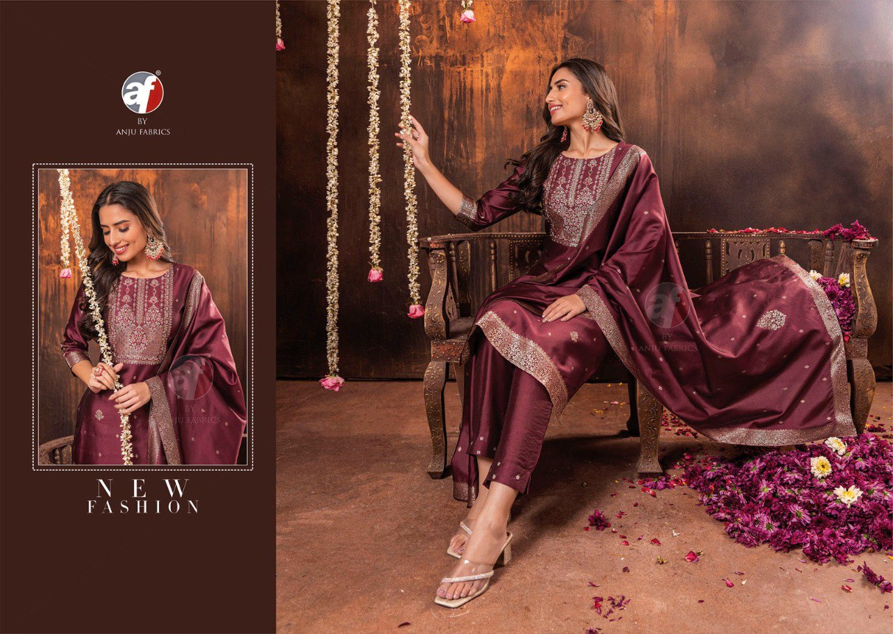 Silk Affair Vol 2 Af Banarasi Silk Readymade Pant Style Suits