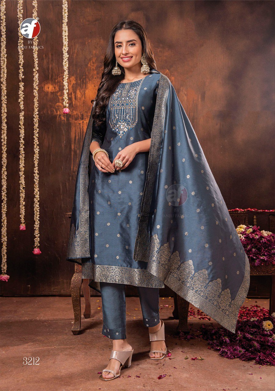Silk Affair Vol 2 Af Banarasi Silk Readymade Pant Style Suits
