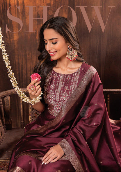 Silk Affair Vol 2 Af Banarasi Silk Readymade Pant Style Suits