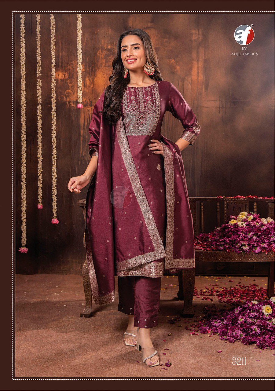 Silk Affair Vol 2 Af Banarasi Silk Readymade Pant Style Suits