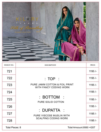 Silk Of Bandhej Vol 2 Kilory Jaam Cotton Pant Style Suits
