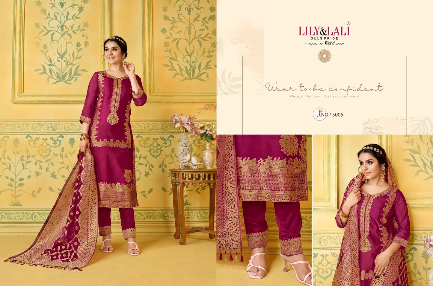 Silkyness Lily Lali Jacquard Readymade Pant Style Suits