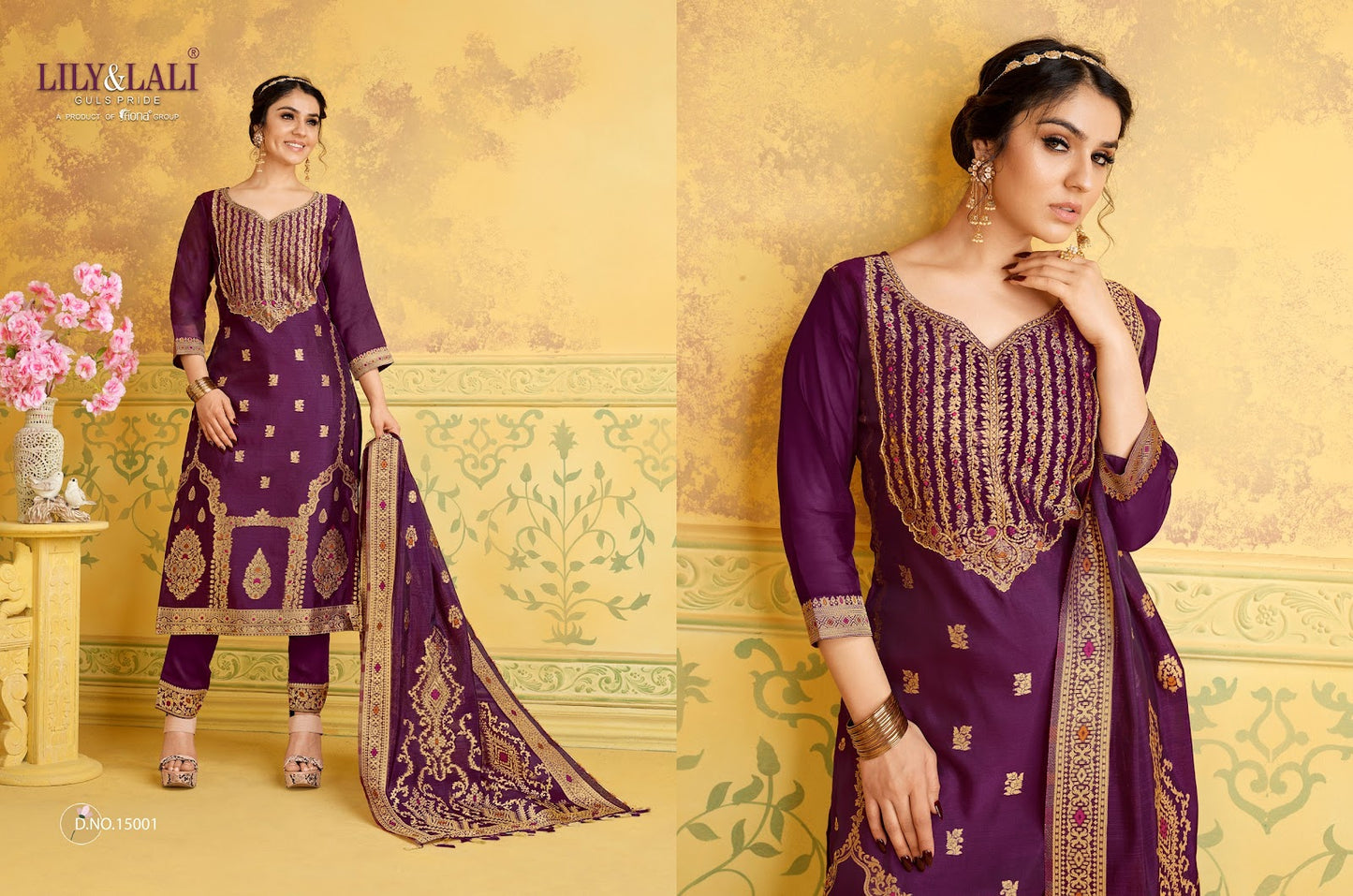 Silkyness Lily Lali Jacquard Readymade Pant Style Suits