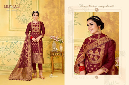 Silkyness Lily Lali Jacquard Readymade Pant Style Suits