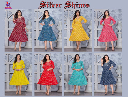 Silver Shines Mlm Kalash Lifestyle Rayon Anarkali Kurtis