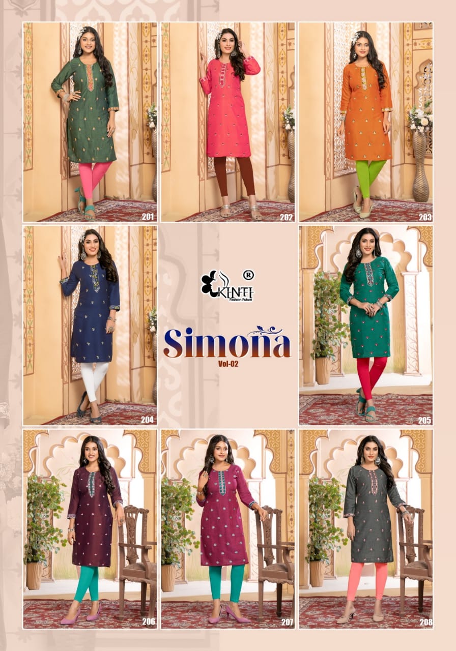 Simona Vol 2 Kinti Rayon Knee Length Kurtis