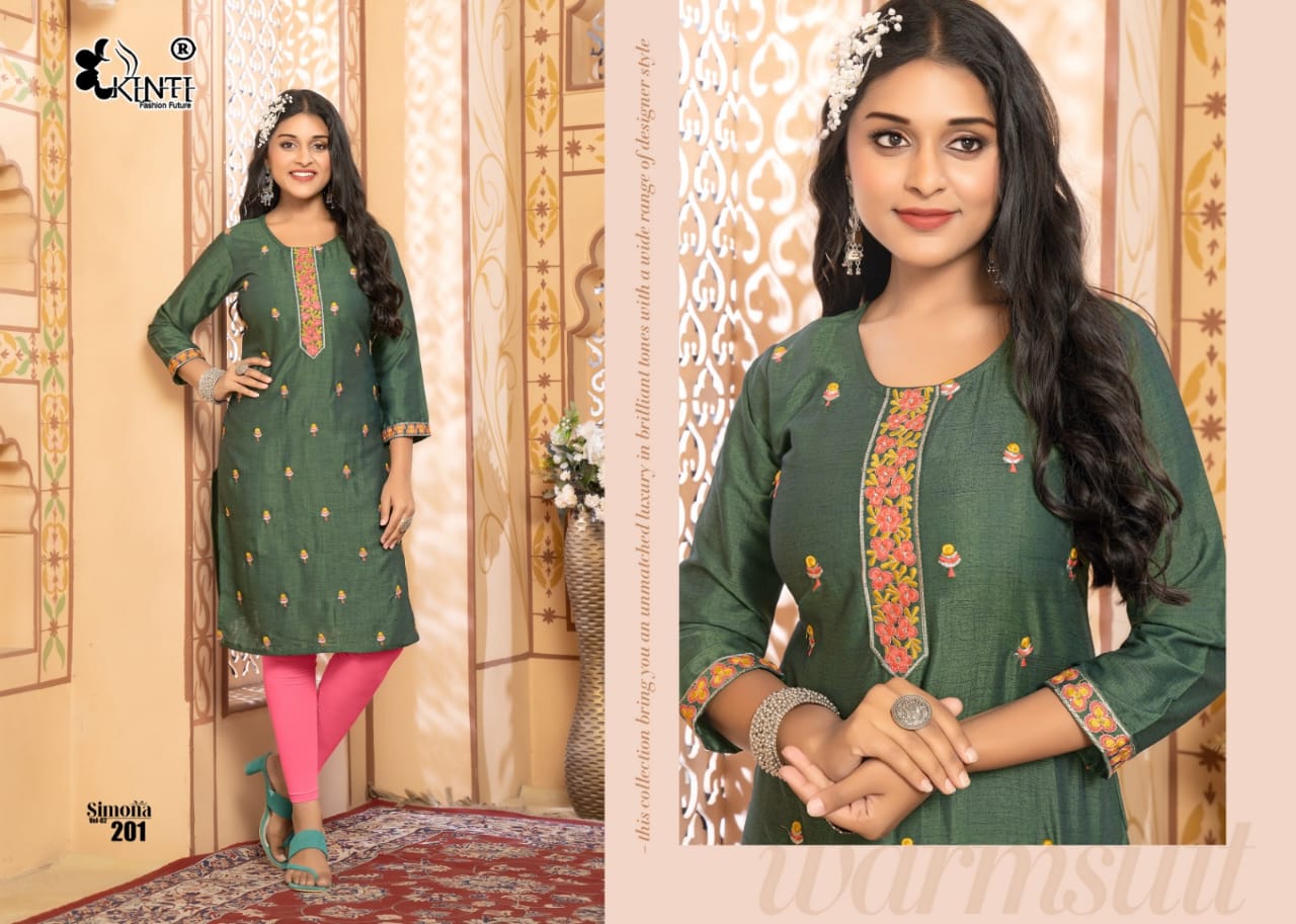 Simona Vol 2 Kinti Rayon Knee Length Kurtis